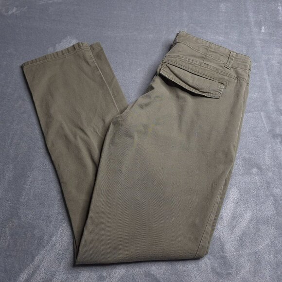 Democracy Womens Olive Green Straight Leg 4 Low Rise Faux Zip Pockets Stretch - Picture 1 of 8